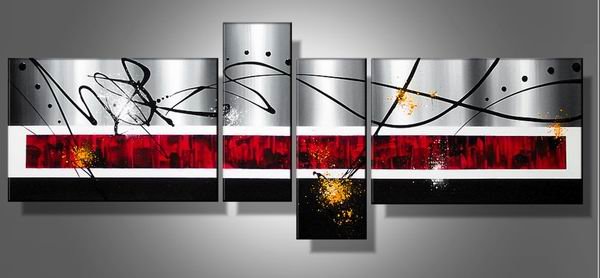 The Red -Abstract-handmade painting-set of 4pcs