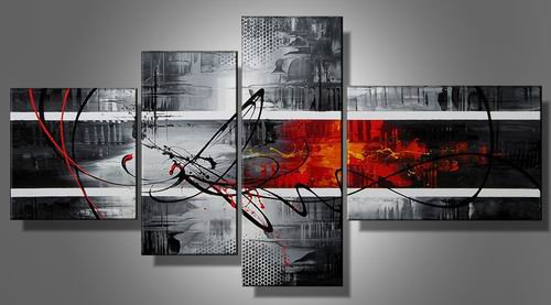 New York -Abstract-handmade painting-set of 4pcs