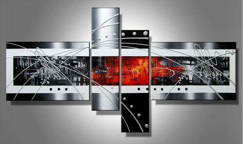 Manhattan -Abstract-handmade painting-set of 4pcs