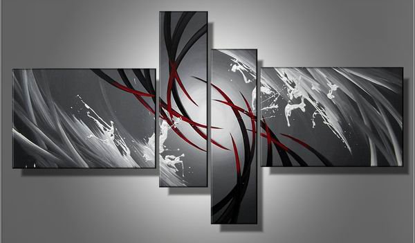 Water-abstract-handmade oil painting-set of 4pcs