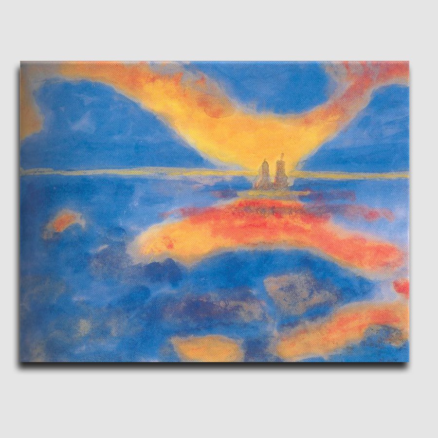 Sunrise-at-the-sea_landscape abstract_handmade oil painting on canvas_reproduction_Emil Nolde