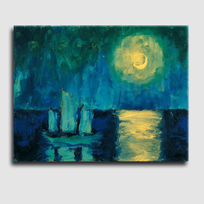 Moonlit Night_landscape abstract_handmade canvas painting_reproduction_Emil Nolde