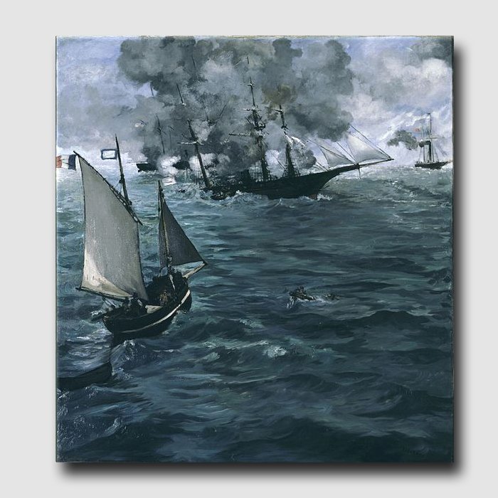 The Battle of the Kearsarge and Alabama-reproduction-handmade oil painting on canvas-Edouard Manet