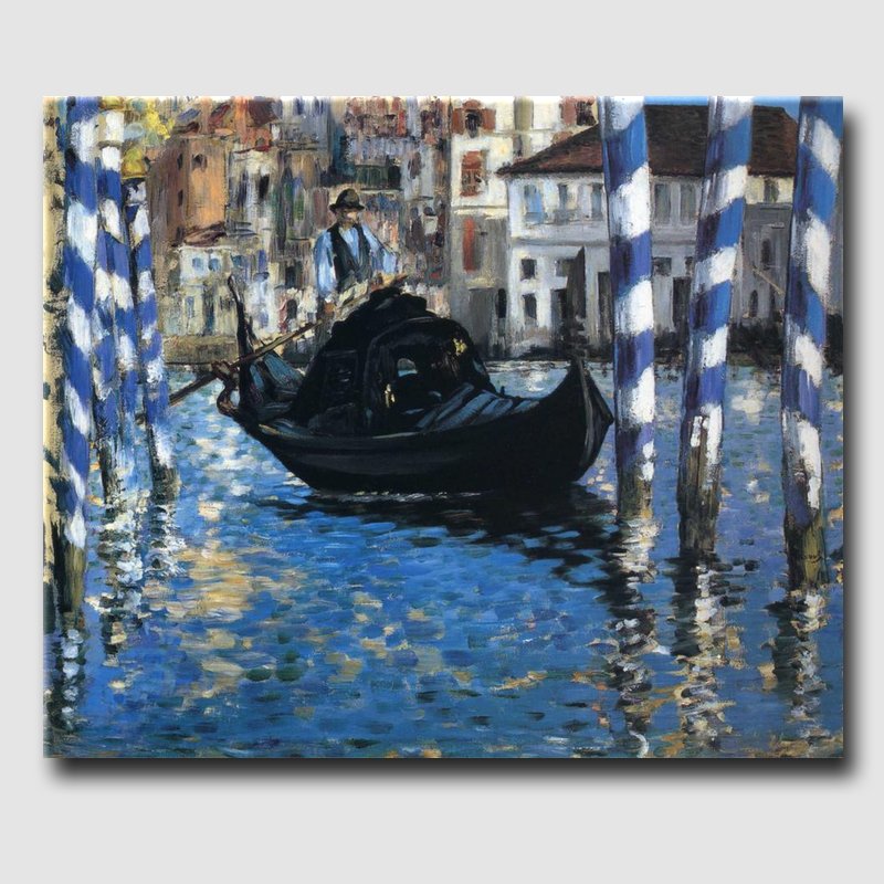 Blue Venice-abstract landscape-handmade oil painting on canvas-reproduction-Edouard Manet