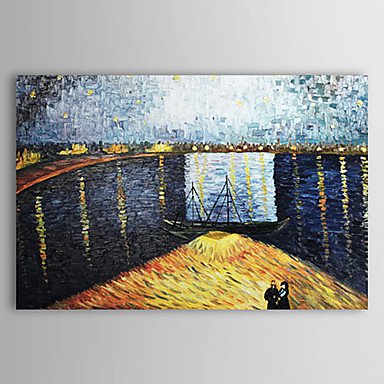 Starry Night over the Rhone-Oil on canvas oil paintings-Vincent Van Gogh-reproduction