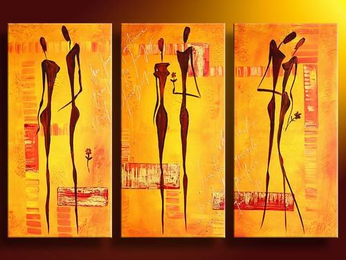 Africa Love -People-handmade oil painting-set of 3pcs