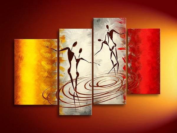 Water Dance -People-handmade oil painting-set of 4pcs