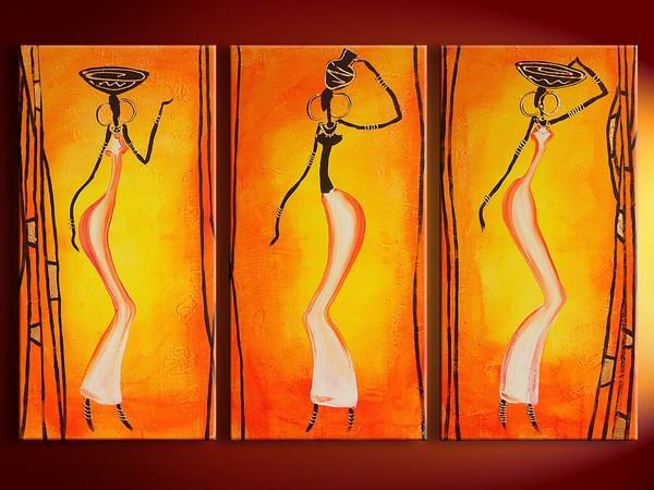 African Beauty -People-handmade painting-set of 3pcs