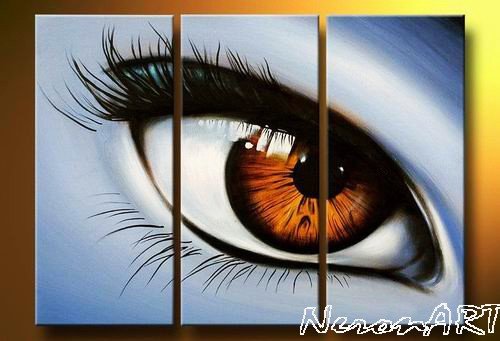 Blue Eye-People-oil on canvas paintings-Group paintings-over size-set of 3pcs