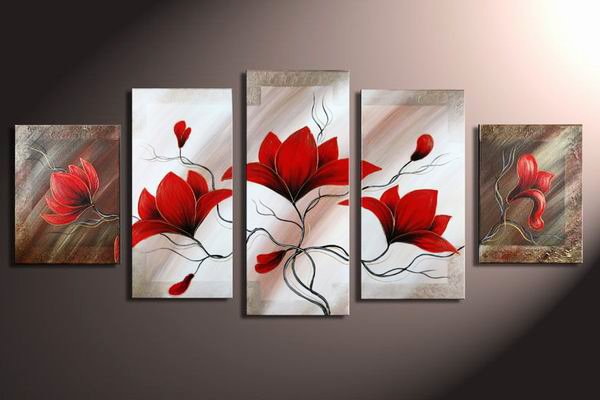 Flowers Slow Wind -Botanical-handmade painting-set of 5pcs