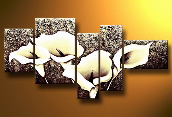 Flowers Calla meadow-Botanical-handmade painting-set of 5pcs