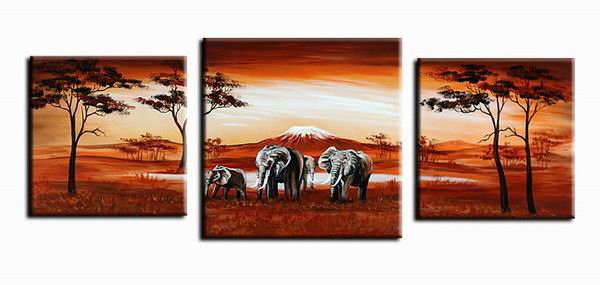 Africa Landscape -Landscape , Botanical , Animal-handmade painting-set of 3pcs