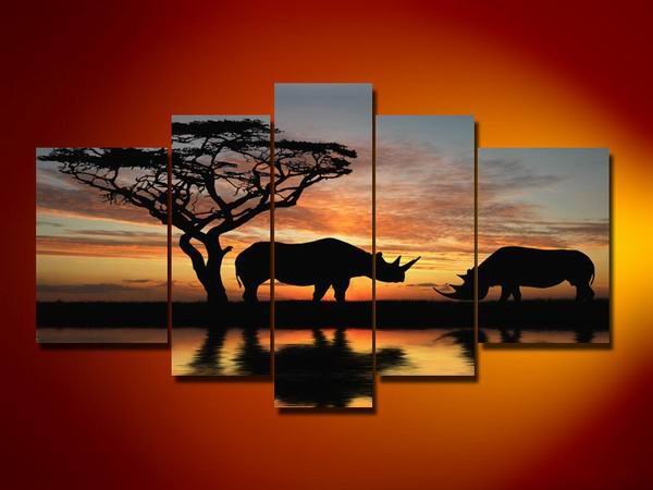 Kenya -Landscape , Botanical , Animal-handmade painting-set of 5pcs