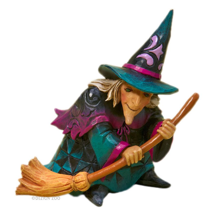 Jim Shore Heartwood Creek Mini Witch and Broom Halloween Figurine