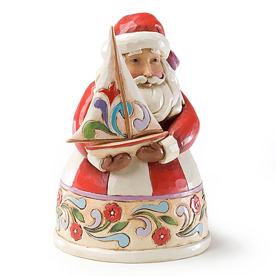 Jim Shore Pint Sized Mini Santa with Sailboat Folk Art Collectible Christmas Figurine
