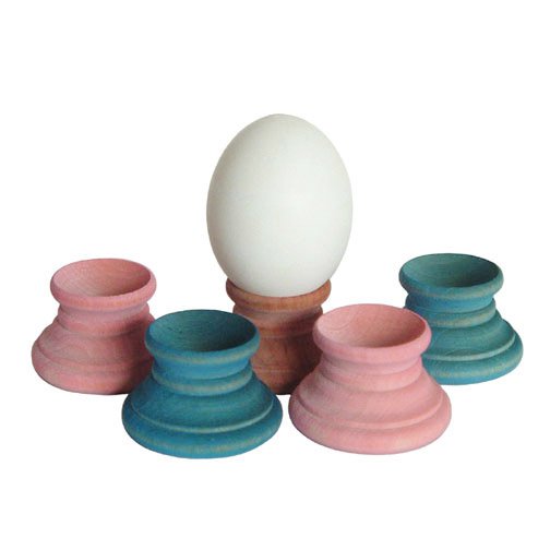 Pastel Natural Wood Egg & Sphere Holders Figurine Stands Kitchen Easter Decor