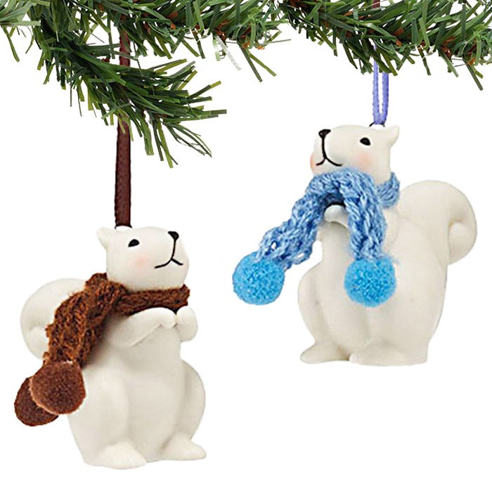 Department 56 Knit Wits Porcelain Christmas Squirrel Ornament - Set of 2