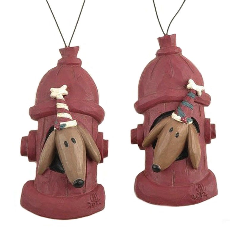 Blossom Bucket Dogs in Fire Hydrants Christmas Ornaments Gift Tags