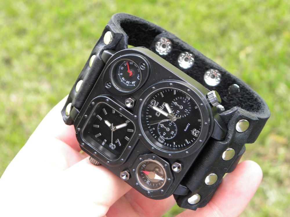 Men `s Oulm watch cuff adjustable bracelet Buffalo Leather nice craft gift