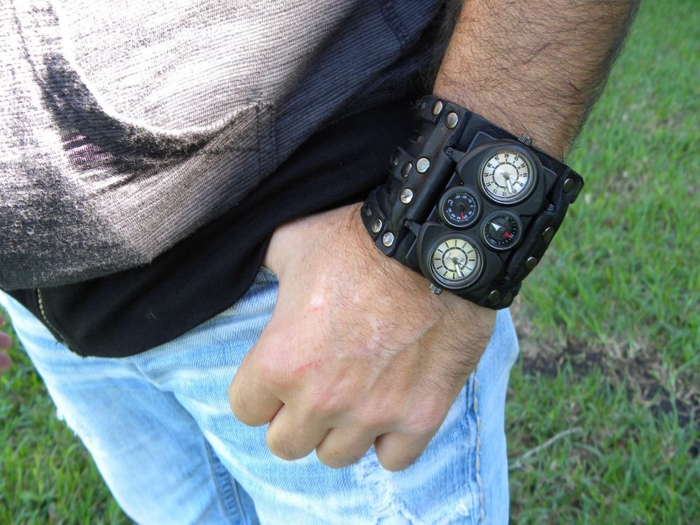 Buffalo Leather Valentine's Day gift cuff Valentine's watch bracelet for Men`s