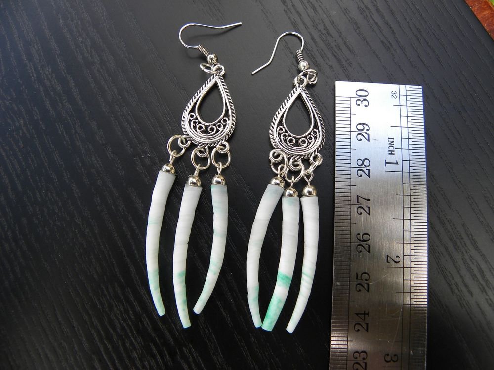 Earring handmade Indian style with dyed Dentalium shell Fine earrings