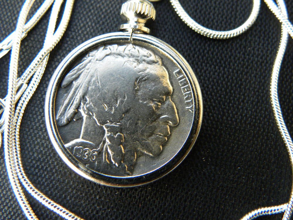 Vintage Handcrafted Artisan Necklace Vintage Buffalo Indian Nickel coin cool