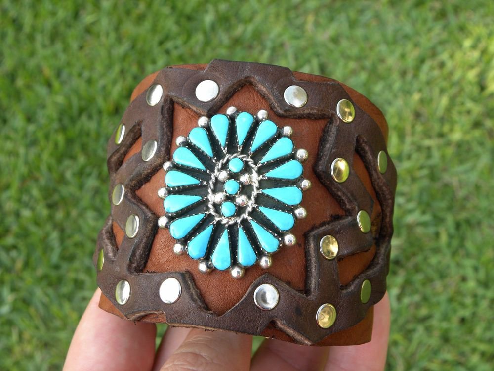Native Indian Ketoh Costimize Bracelet Rockstar silver turquoise signed Yazzie