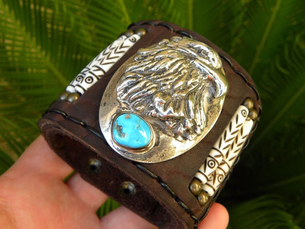 Rockstar Bracelet Sterling Turquoise signed Authentic Native Indian style