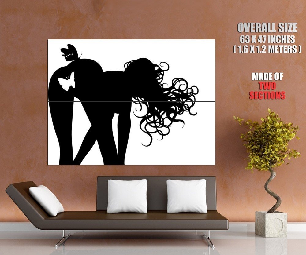 Sexy Girl Silhouette Pussy Butterfly Art Huge Giant Print Poster