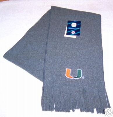 Miami Hurricanes Fringed Grey Arctic Fleece Scarf NWT
