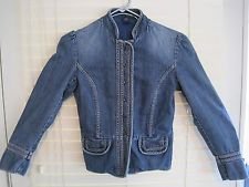Vintage 1990's GAP Denim Blue Bolero Collar Mandarin Style Jacket Size 0