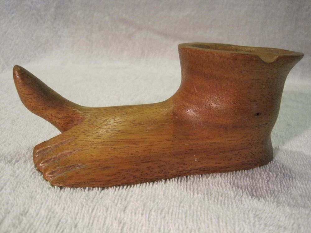 Vintage Buddha Foot Wood Carving Figure Long Toe Lucky Dish