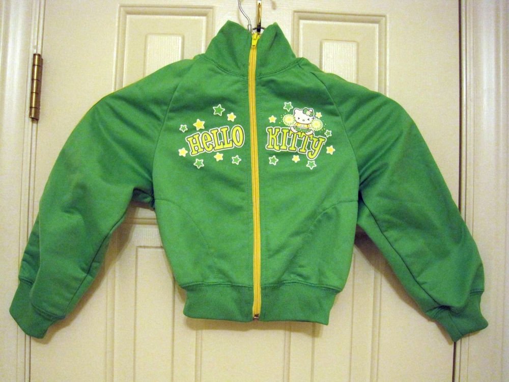 Hello Kitty Zip Front Bright Green Track Jacket Size XS Warm Up