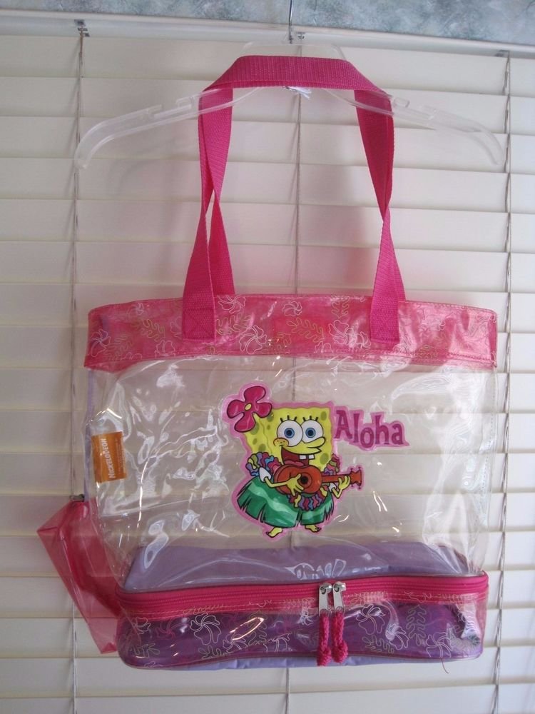 Spongebob Aloha Clear Plastic Jelly Tote Beach Bag Shopping Shoulder USA Seller
