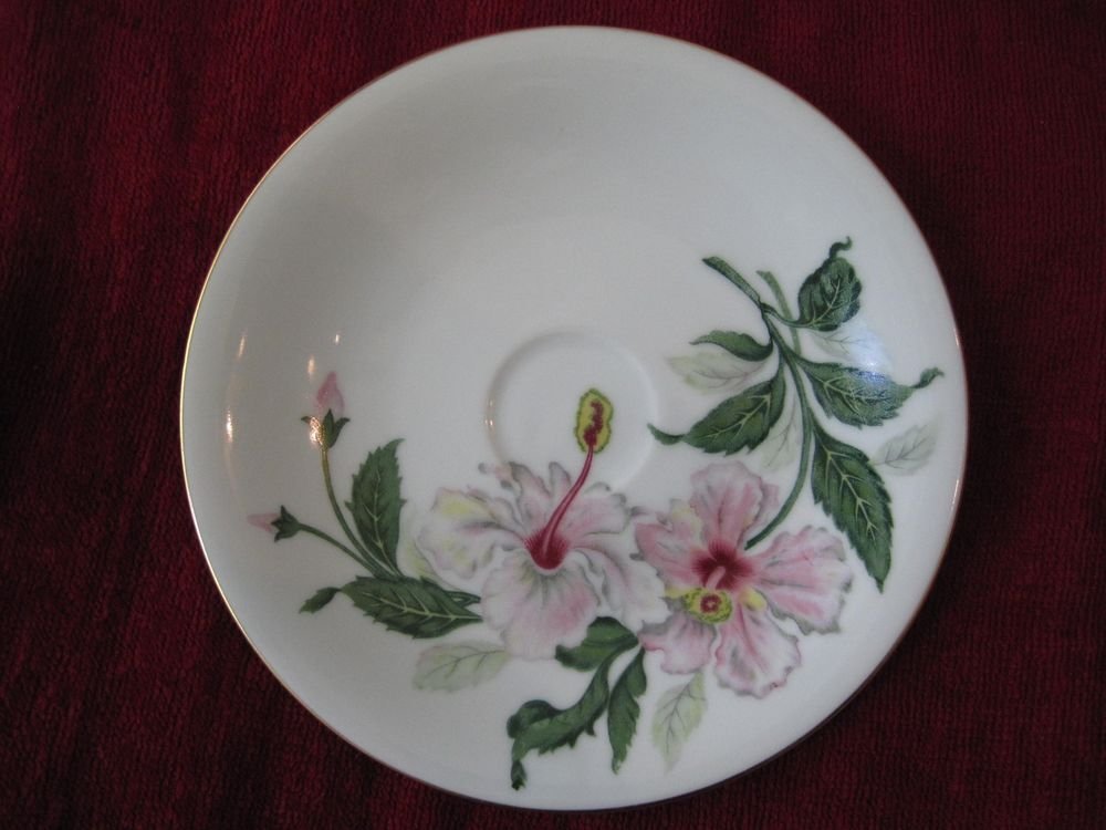 Yamaka China Pink Hibiscus Occupied Japan Plate Dish Saucer