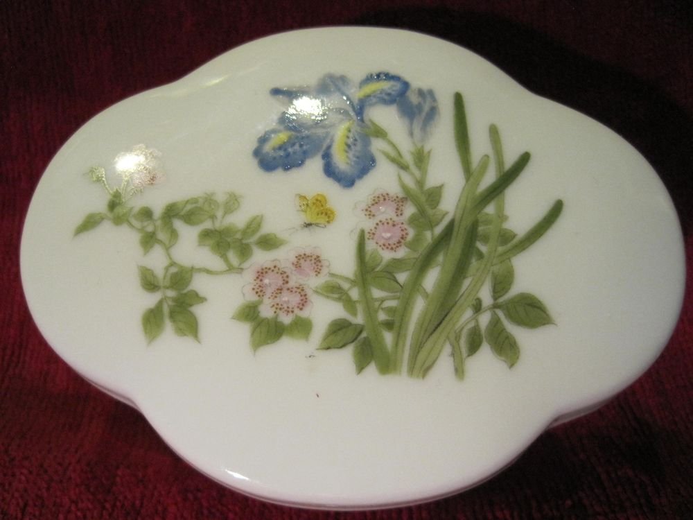 Takahashi Trinket Box San Francisco Hand Painted Flowers Vintage