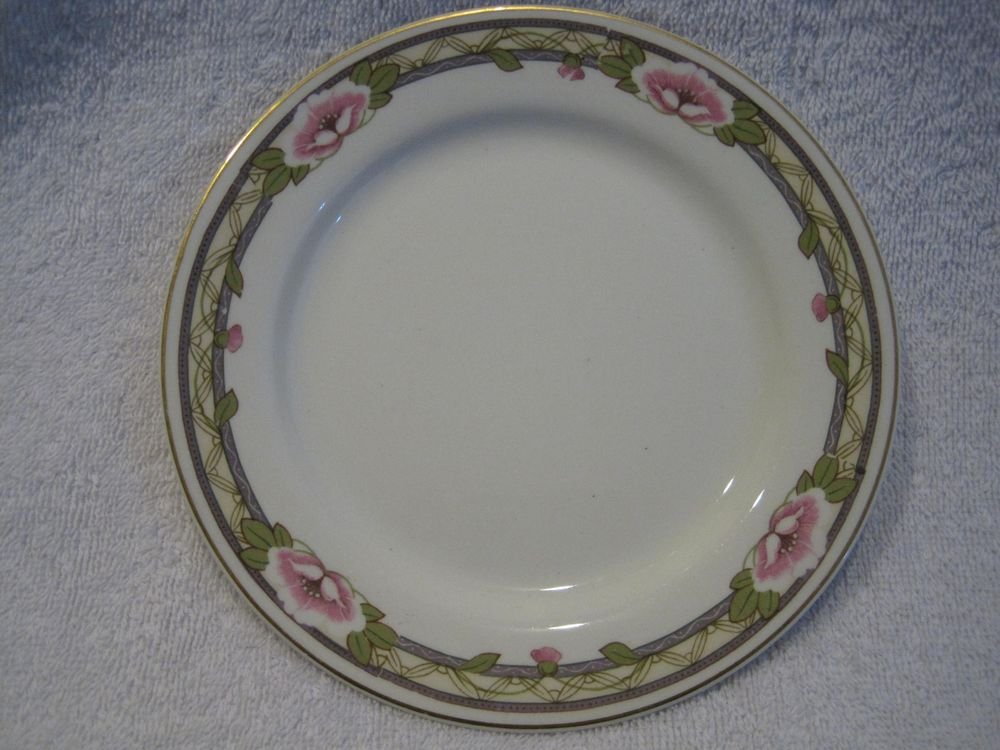 Johnson Bros England Bread Dessert Plate Pink Roses Green Leaves Gold Rim