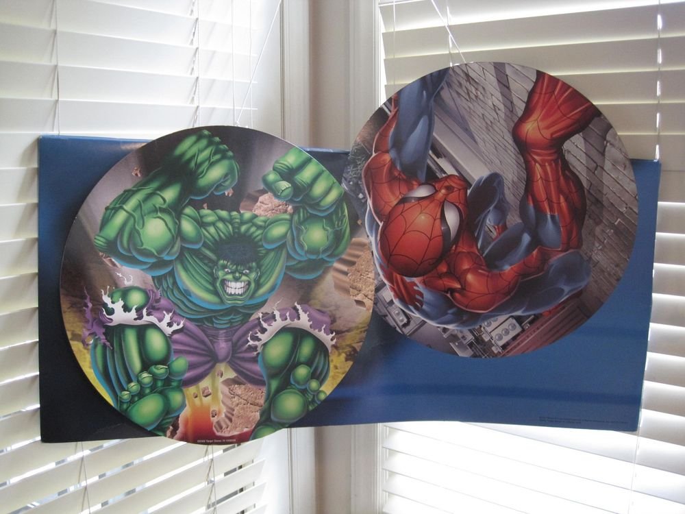 Rare Hulk Spiderman Avengers Superman Batman Marvel/DC Double Sided Sign