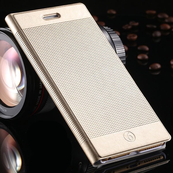 Popular Grid Structure Flip Wallet Shell For Iphone 6 Plus 5.5Inch 32214571519-12-gold
