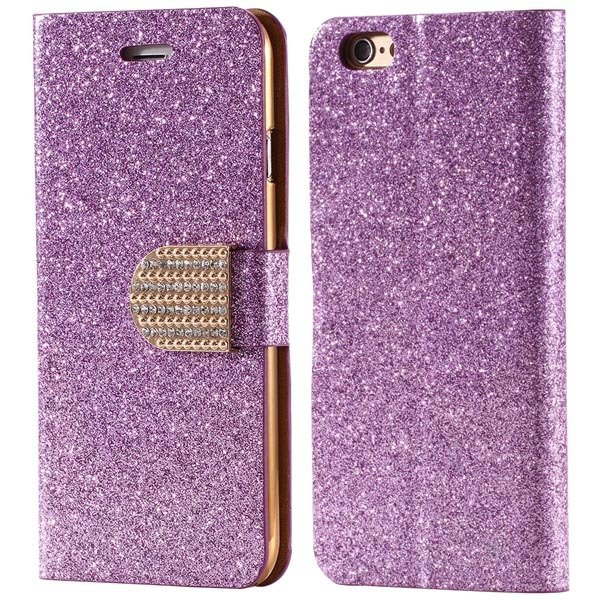 Luxury Bling Diamond Leather Case For Iphone 6 4.7Inch Full Flip C 32246663590-6-purple
