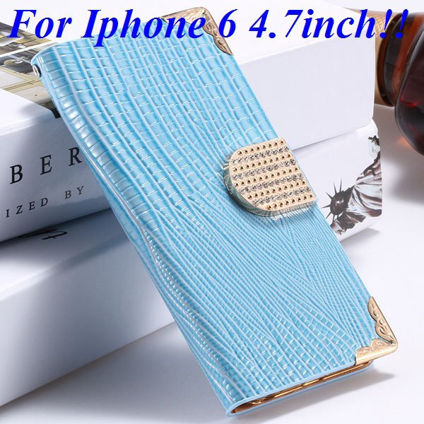 I6 Luxury Bling Diamond Case Flip Wallet Pu Leather Cover For Ipho 32232380276-4-blue for iphone 6