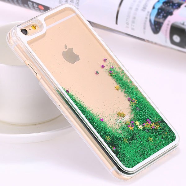 I6 Dynamic Quicksand Back Case Clear Cover Flow With Liquid Fish F 32277186221-4-star green