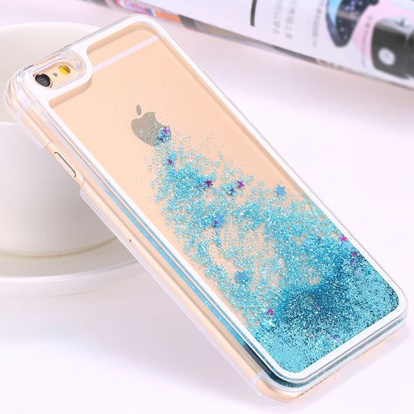 I6 Dynamic Quicksand Back Case Clear Cover Flow With Liquid Fish F 32277186221-6-star blue