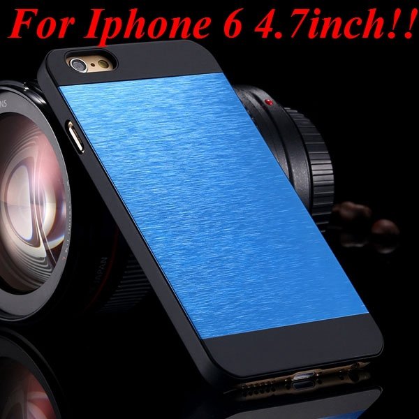 I6/6Plus Aluminum Shiny Metal Brush Hard Cover For Iphone 6 4.7Inc 32232320776-14-blue for iphone 6
