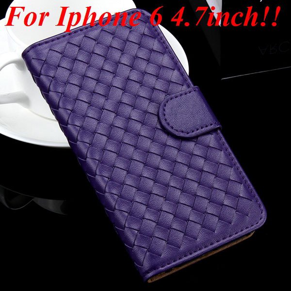 For Iphone 6 Leather Case Flip Weave Full Cover For Iphone 6 4.7In 32257737480-5-purple for iphone 6
