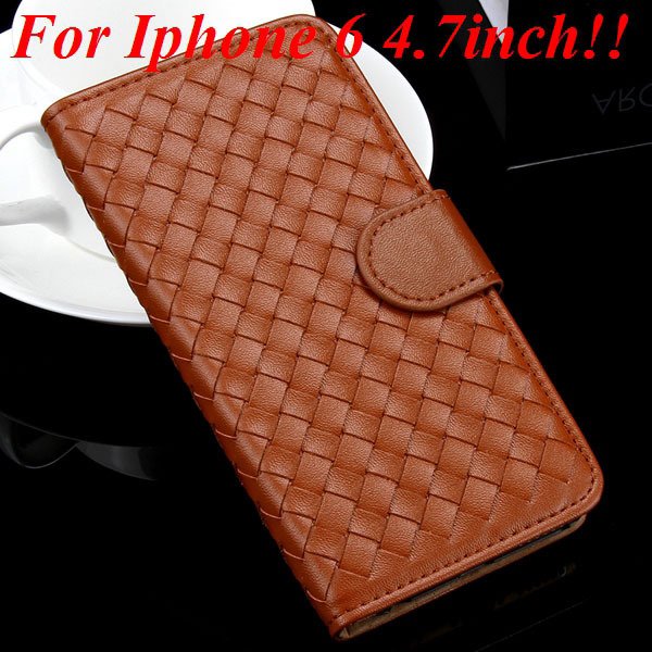 For Iphone 6 Leather Case Flip Weave Full Cover For Iphone 6 4.7In 32257737480-6-brown for iphone 6