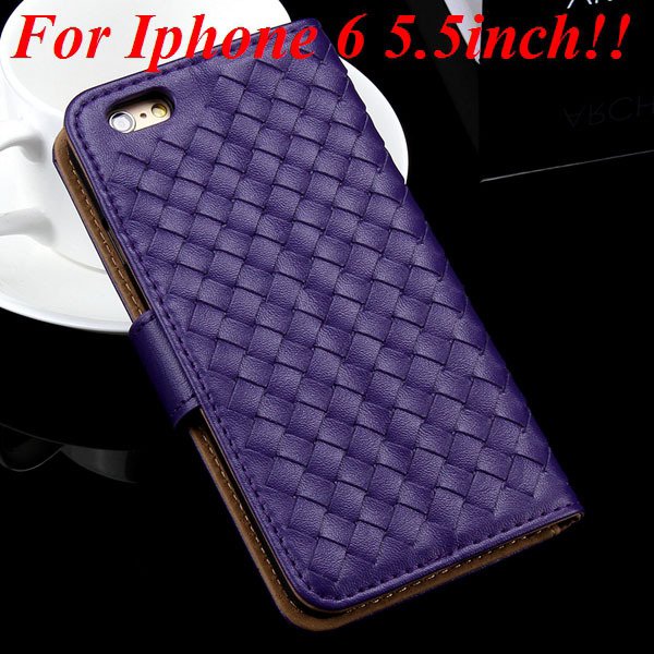 For Iphone 6 Leather Case Flip Weave Full Cover For Iphone 6 4.7In 32257737480-10-purple for plus