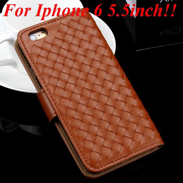 For Iphone 6 Leather Case Flip Weave Full Cover For Iphone 6 4.7In 32257737480-11-brown for plus
