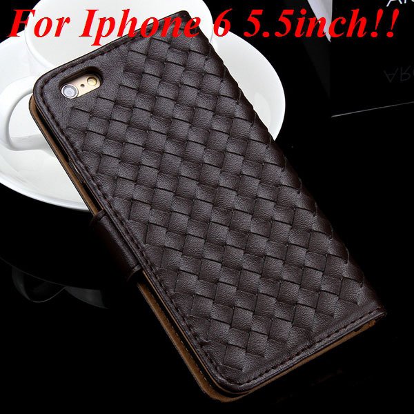 For Iphone 6 Leather Case Flip Weave Full Cover For Iphone 6 4.7In 32257737480-12-coffee for plus