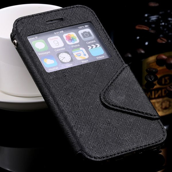 I6 Plus Flip Case Pu Leather Window Cover For Iphone 6 Plus 5.5Inc 32272022930-2-black